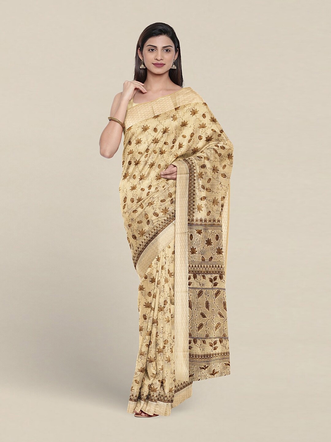 

Pothys Floral Printed Pure Cotton Saree, Yellow