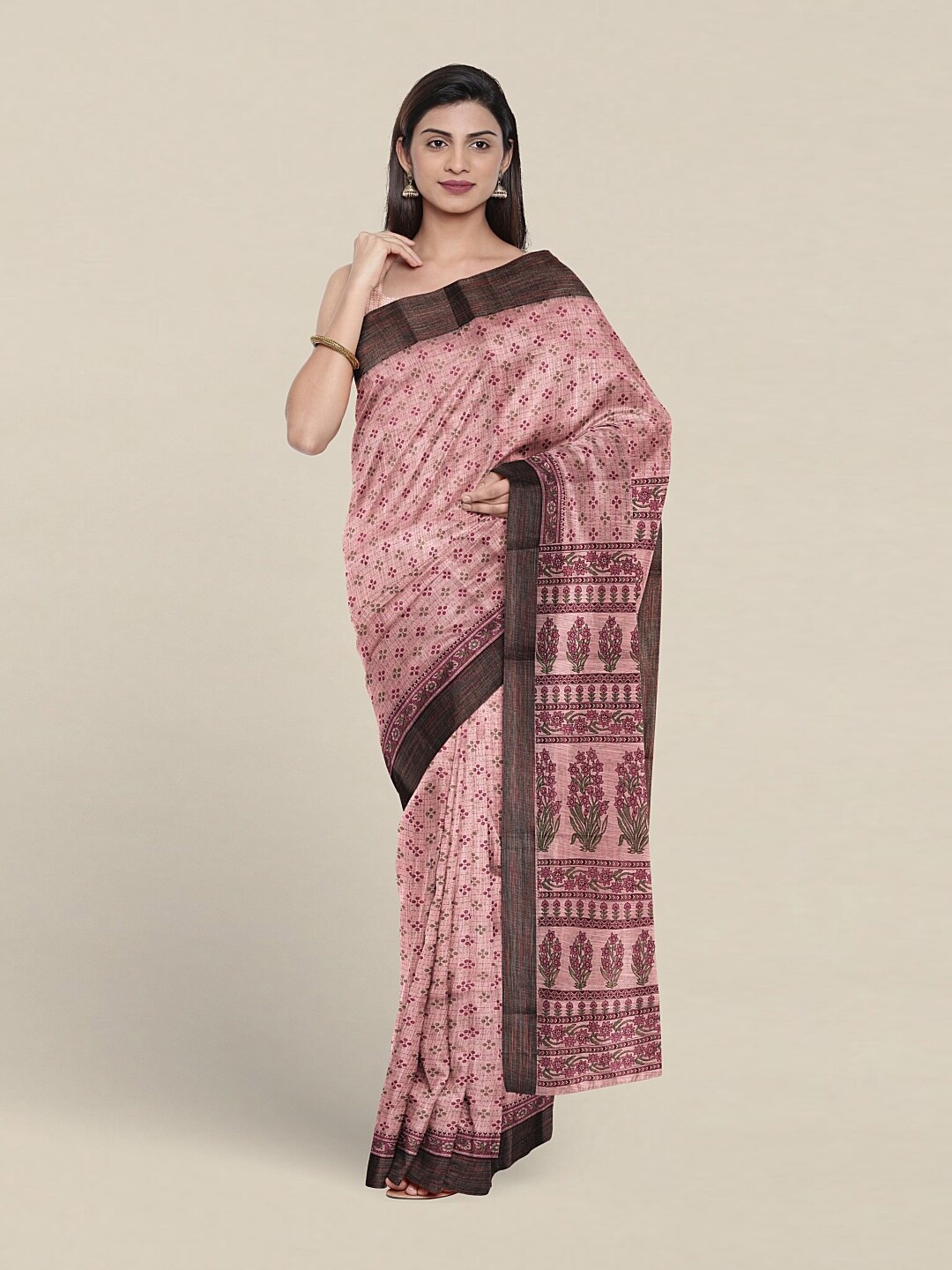 

Pothys Geometric Printed Pure Cotton Saree, Pink