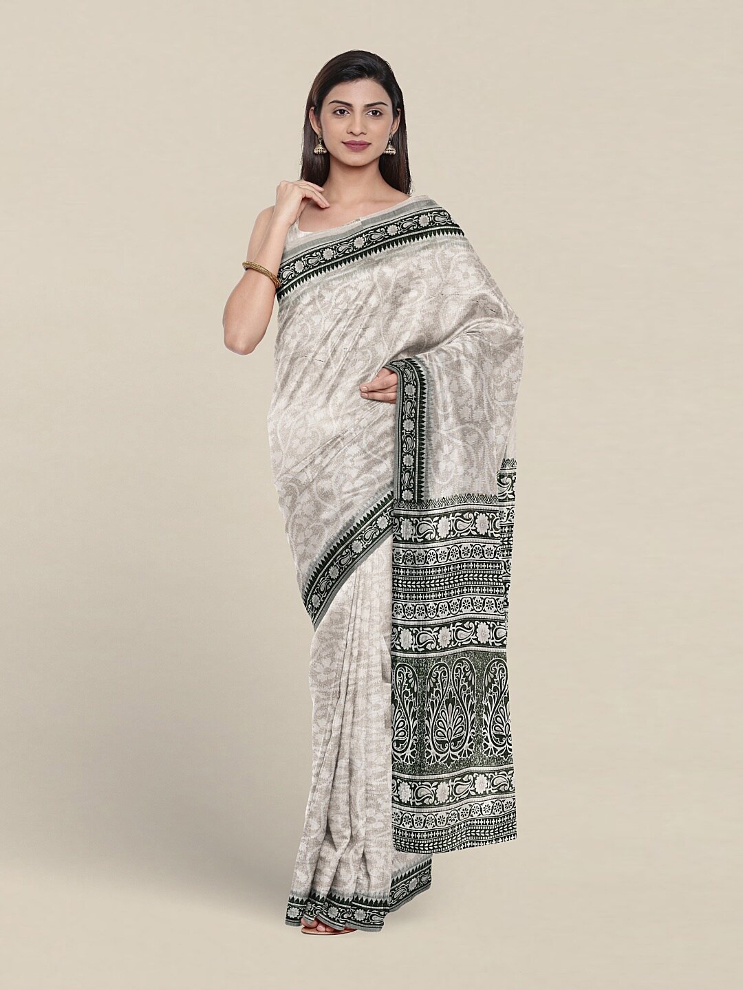 

Pothys Floral Printed Pure Cotton Saree, White