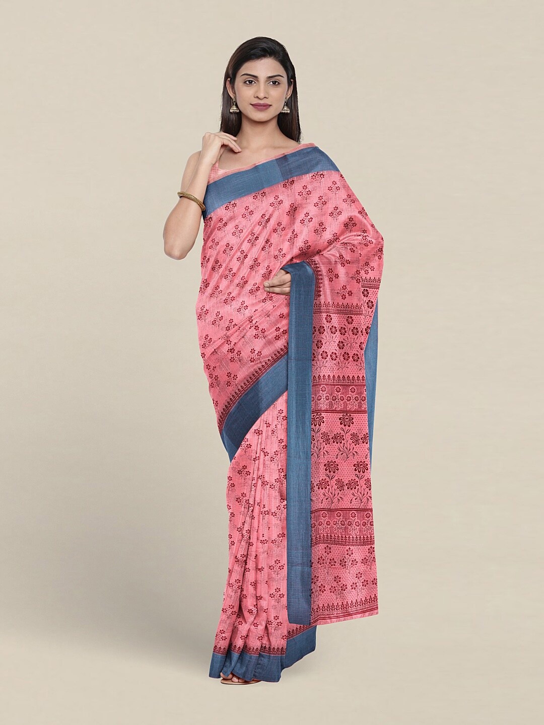 

Pothys Floral Pure Cotton Saree, Pink