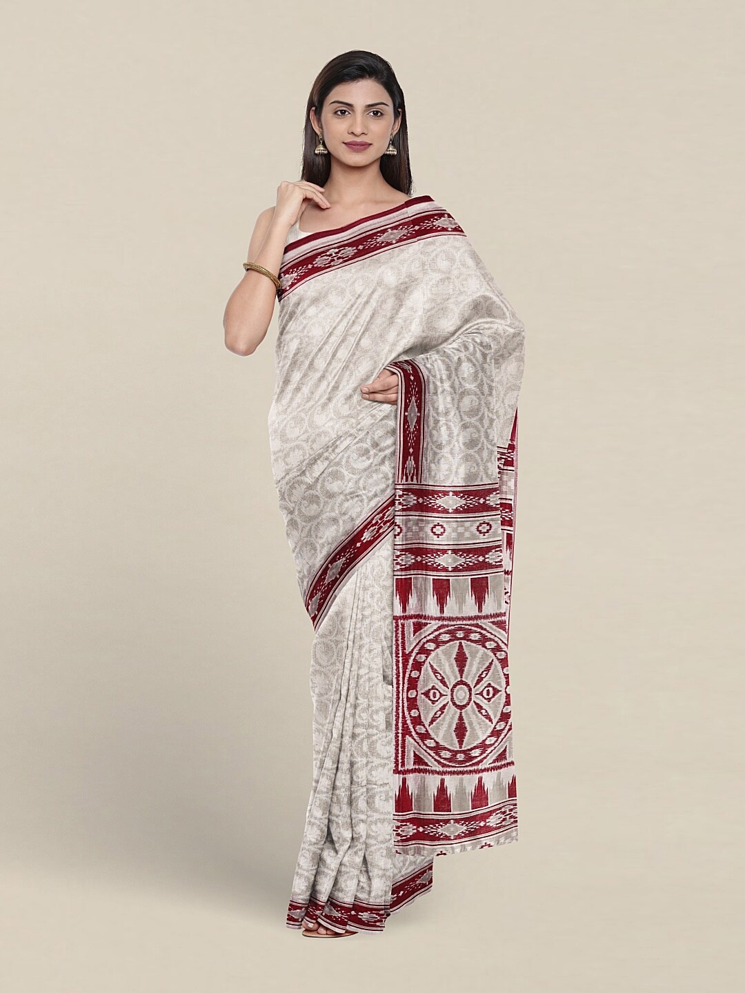 

Pothys Floral Pure Cotton Saree, White