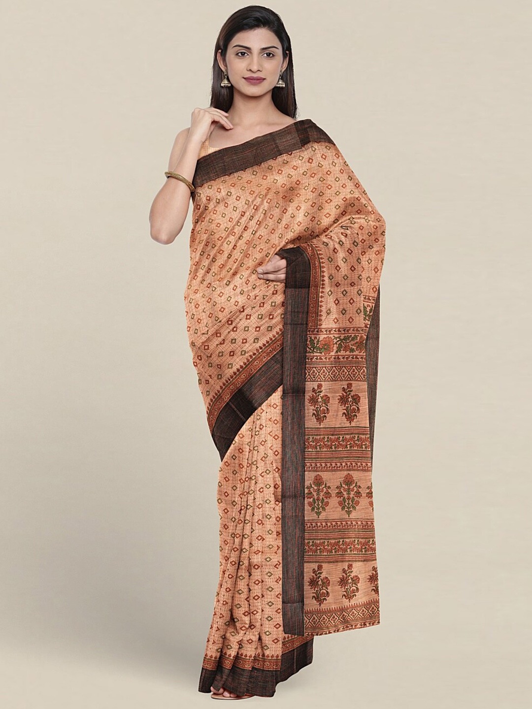 

Pothys Ethnic Motifs Pure Cotton Saree, Peach