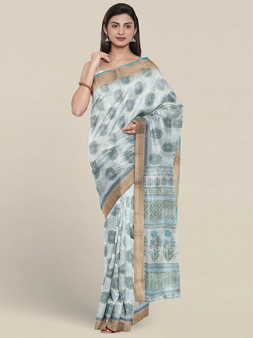 

Pothys Ethnic Motifs Zari Pure Cotton Saree, Blue