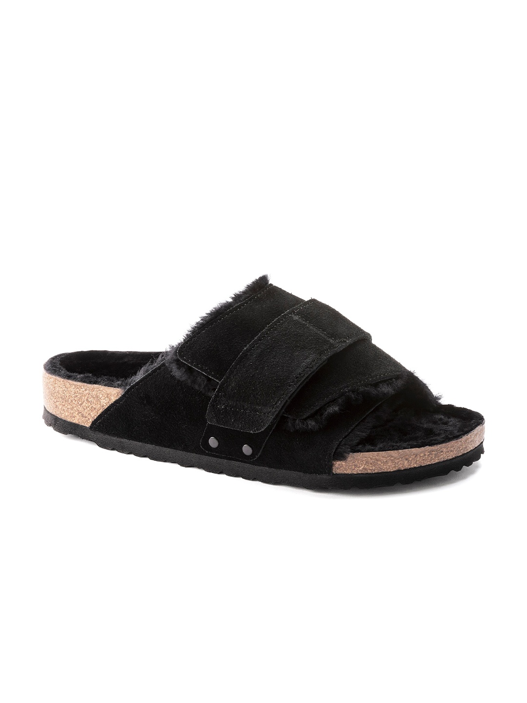

Birkenstock Men Kyoto Shearling Regular Width One-Strap Comfort Sandals, Black