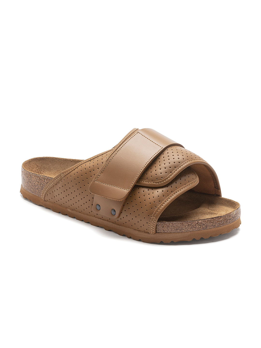 

Birkenstock Kyoto Puff Pack Cork Brown Narrow Width Natural Leather One-Strap Sandals