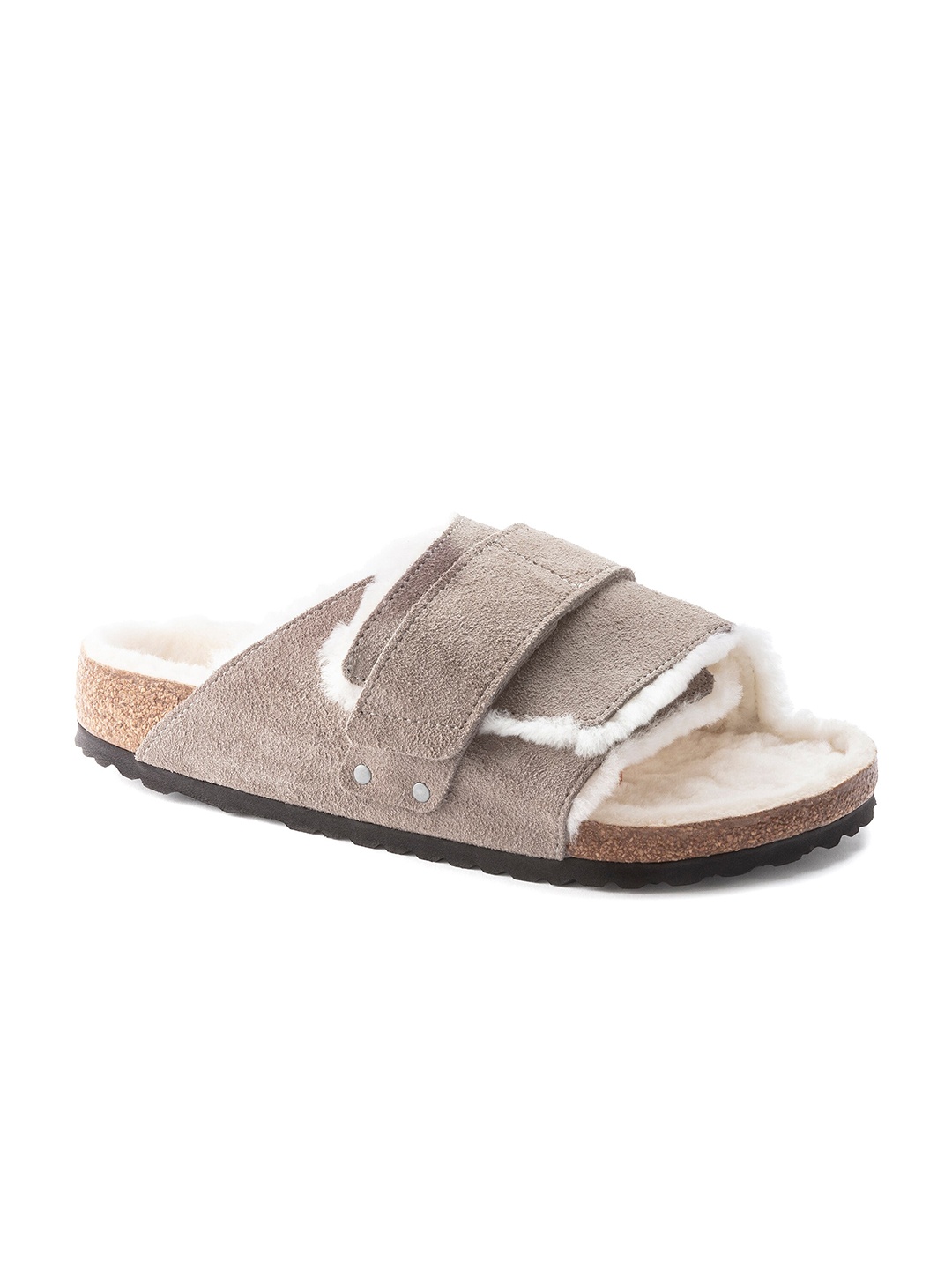 

Birkenstock Men Kyoto Shearling Regular Width One-Strap Comfort Sandals, Grey