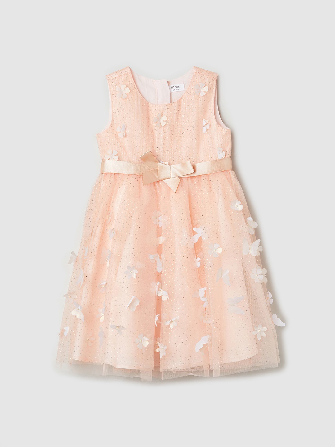 

max Girls Embellished Sleeveless Fit & Flare Dress, Orange