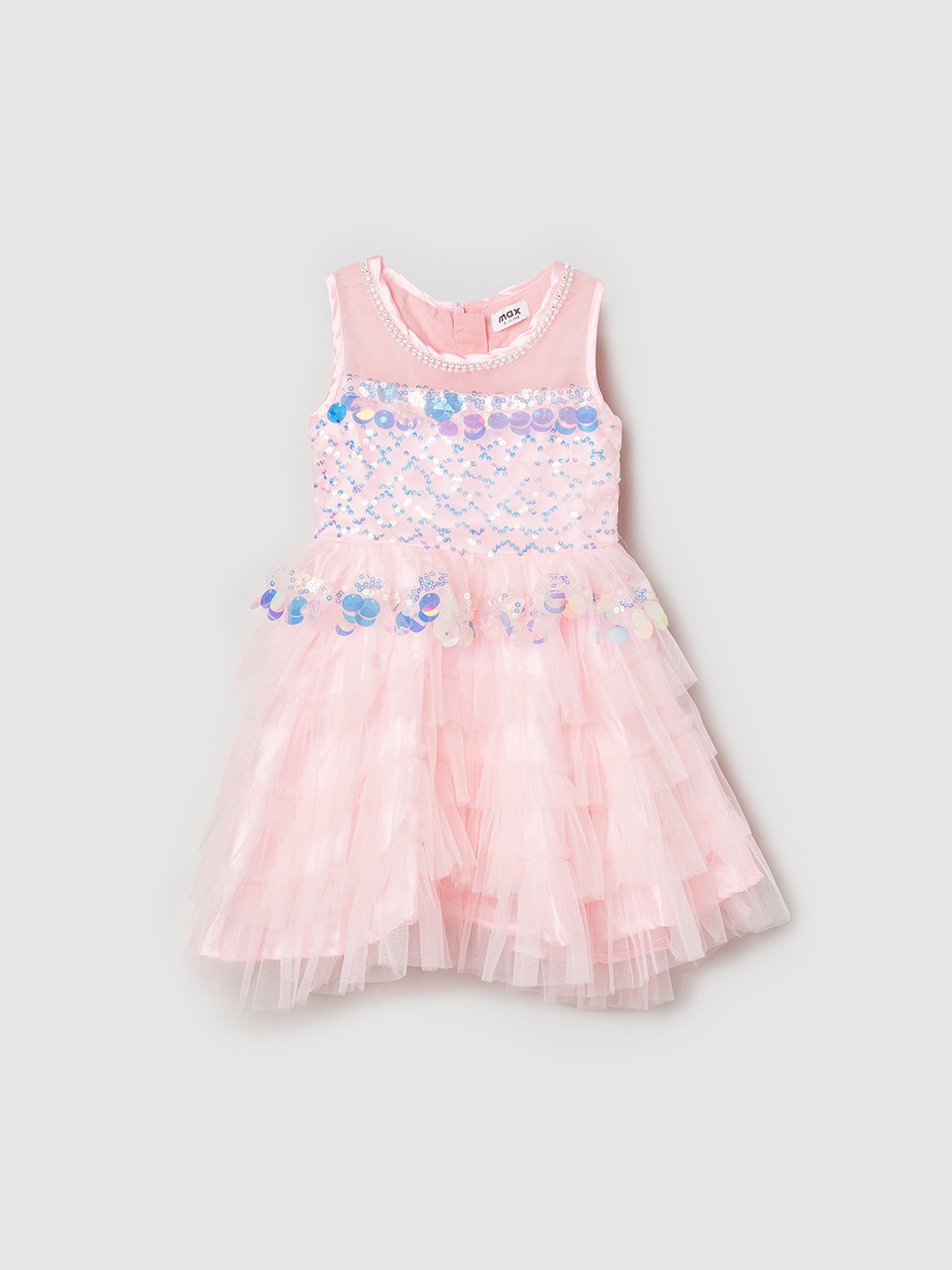 

max Embellished Sequinned Fit & Flare Dress, Pink