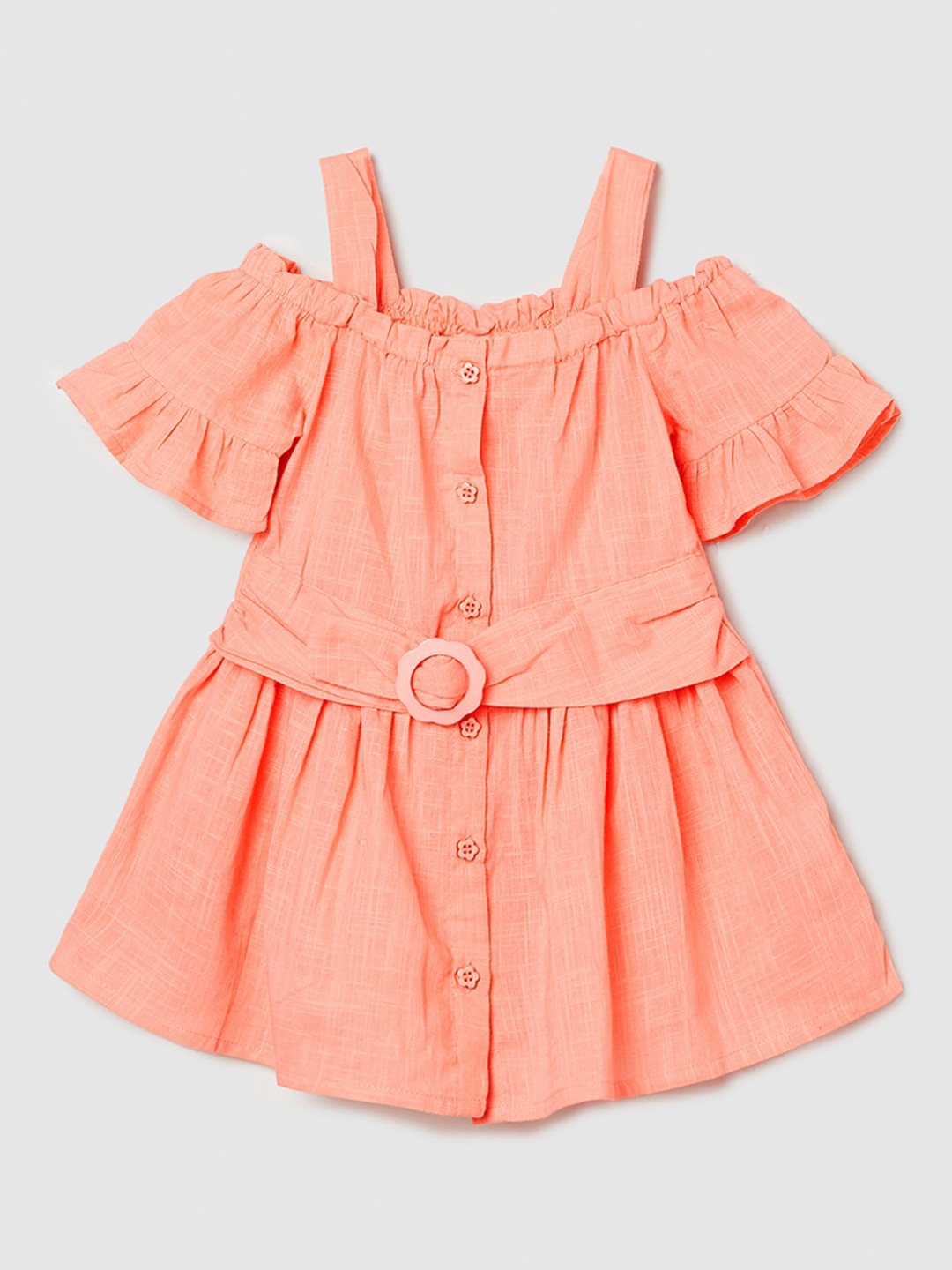 

max Infants Cold-Shoulder Pure Cotton A-Line Dress, Orange