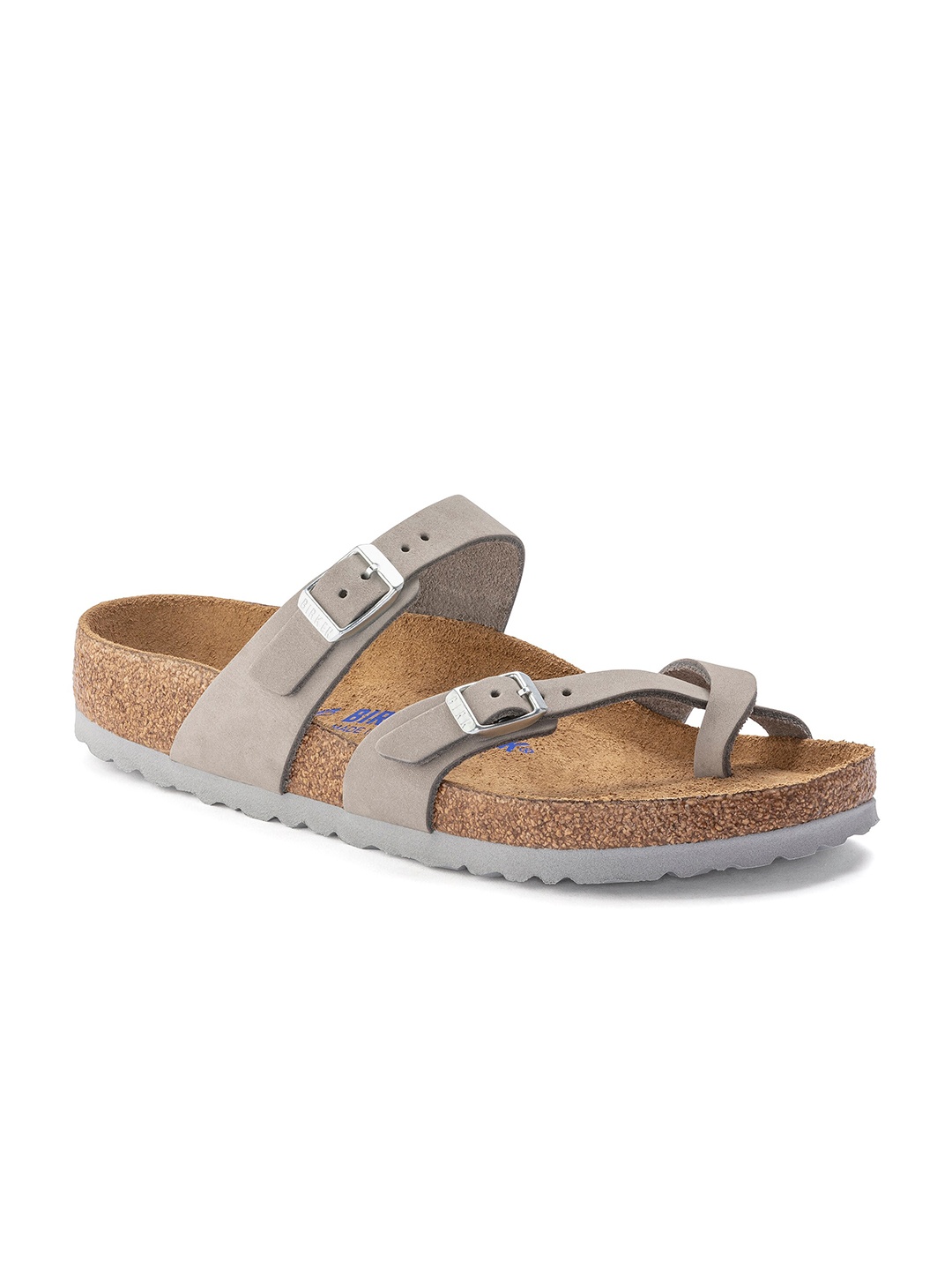 

Birkenstock Mayari Soft Regular Width Nubuck Leather Multi-strap Open Toe Flats, Grey
