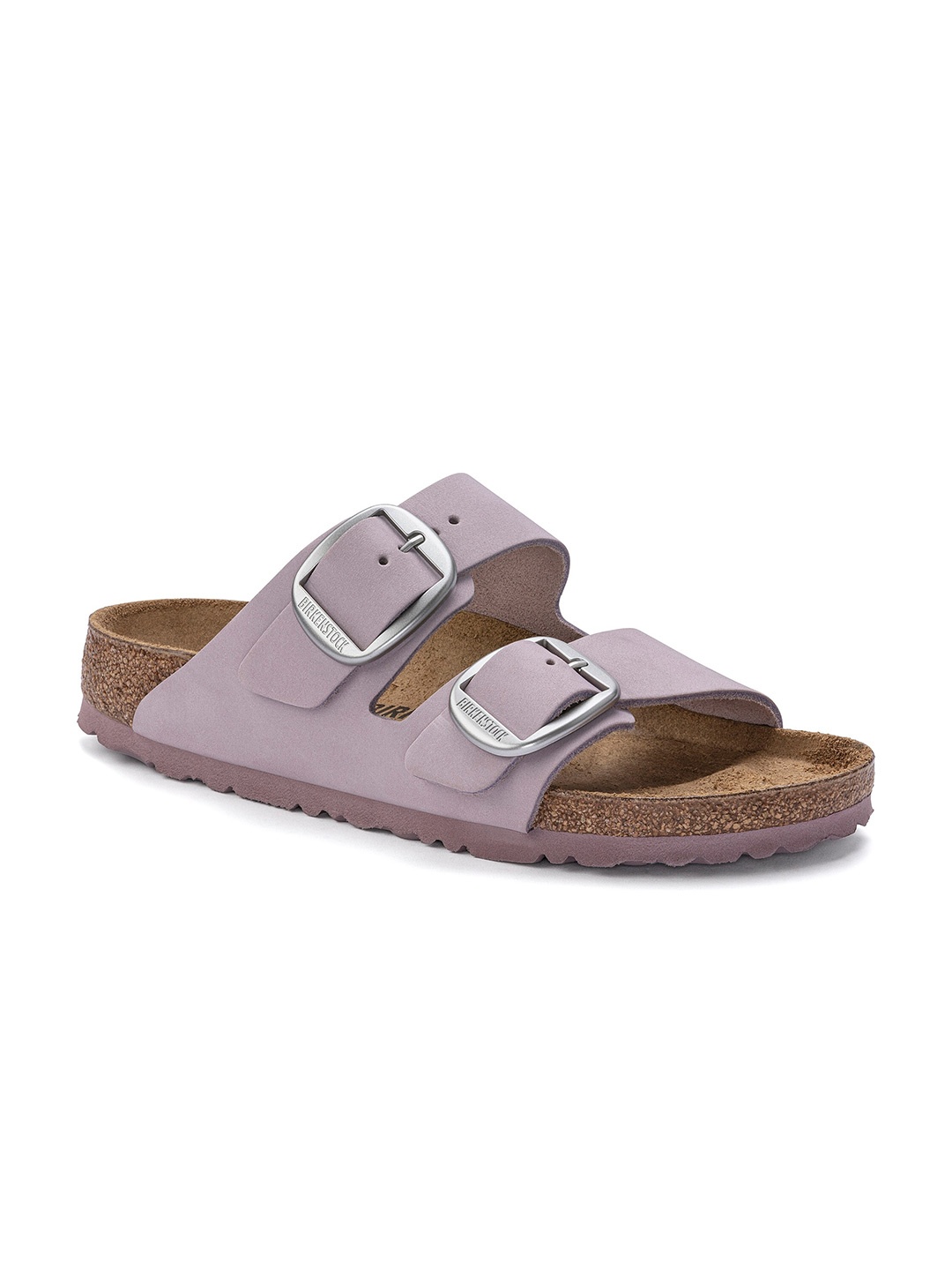 

Birkenstock Arizona Big Buckle Narrow Width Nubuck Leather Two-Strap Open Toe Flats, Lavender