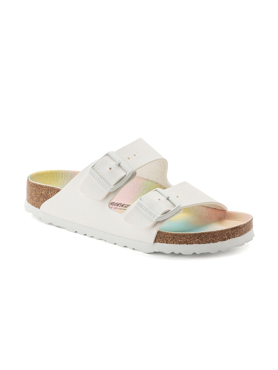 

Birkenstock Arizona Narrow Width Two-Strap Open Toe Flats, White