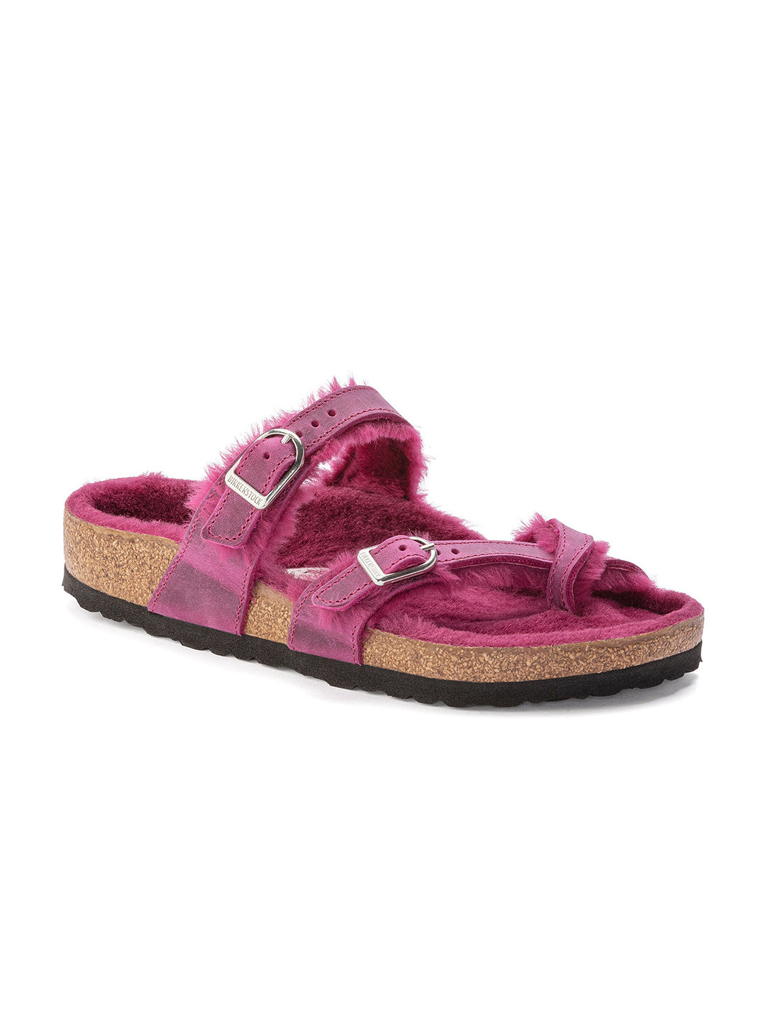 

Birkenstock Mayari Shearling Narrow Width Multi-Strap One Toe Flats, Fuchsia