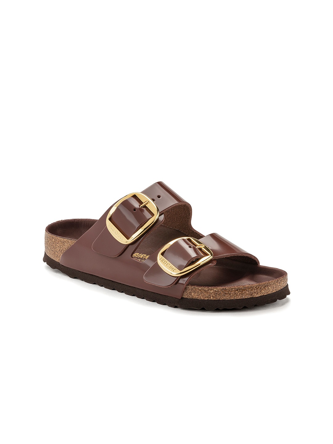 

Birkenstock Arizona Big Buckle Narrow Width Two-Strap Open Toe Flats, Brown