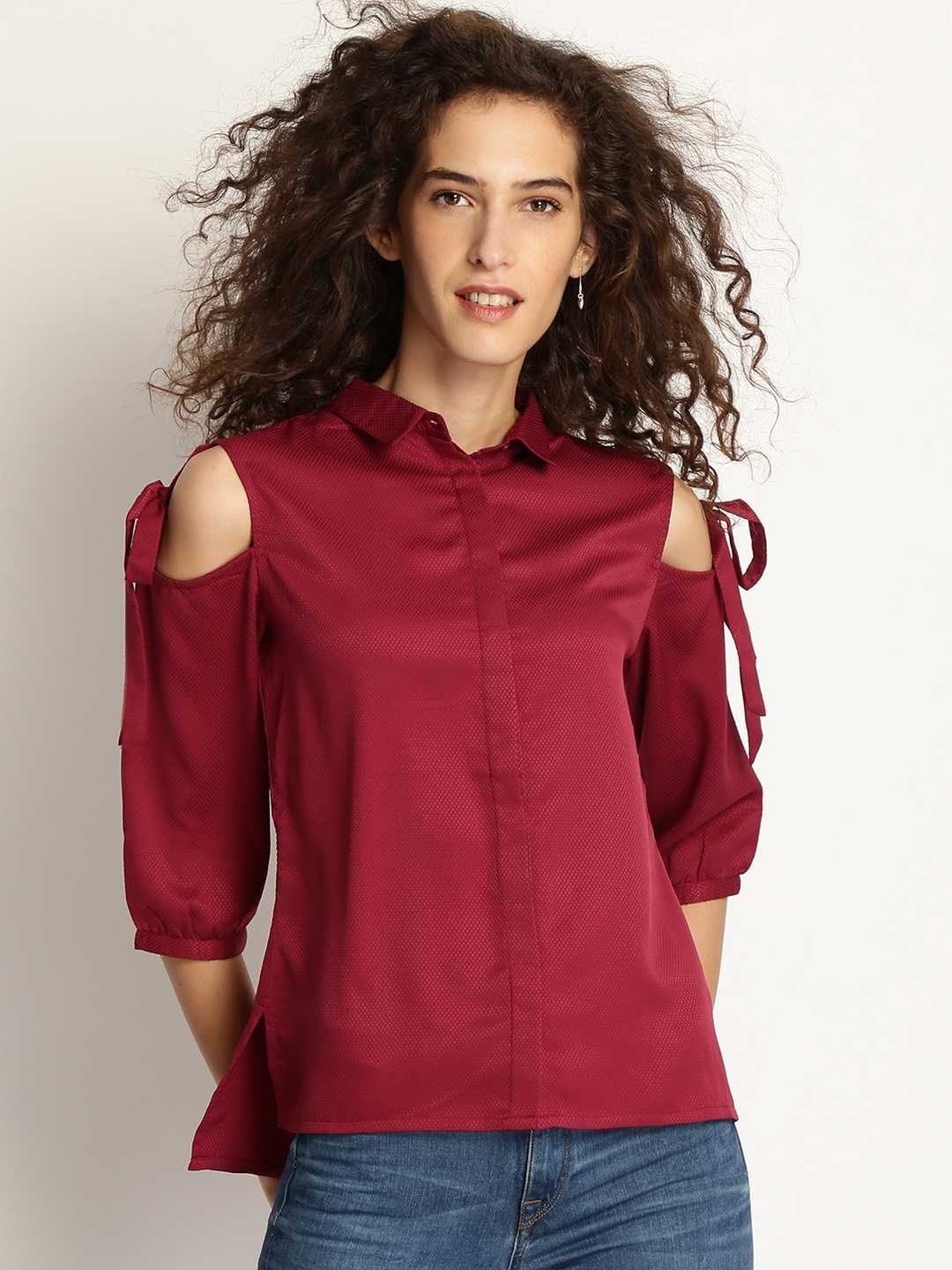 

Marie Claire Women Maroon Regular Fit Solid Casual Shirt