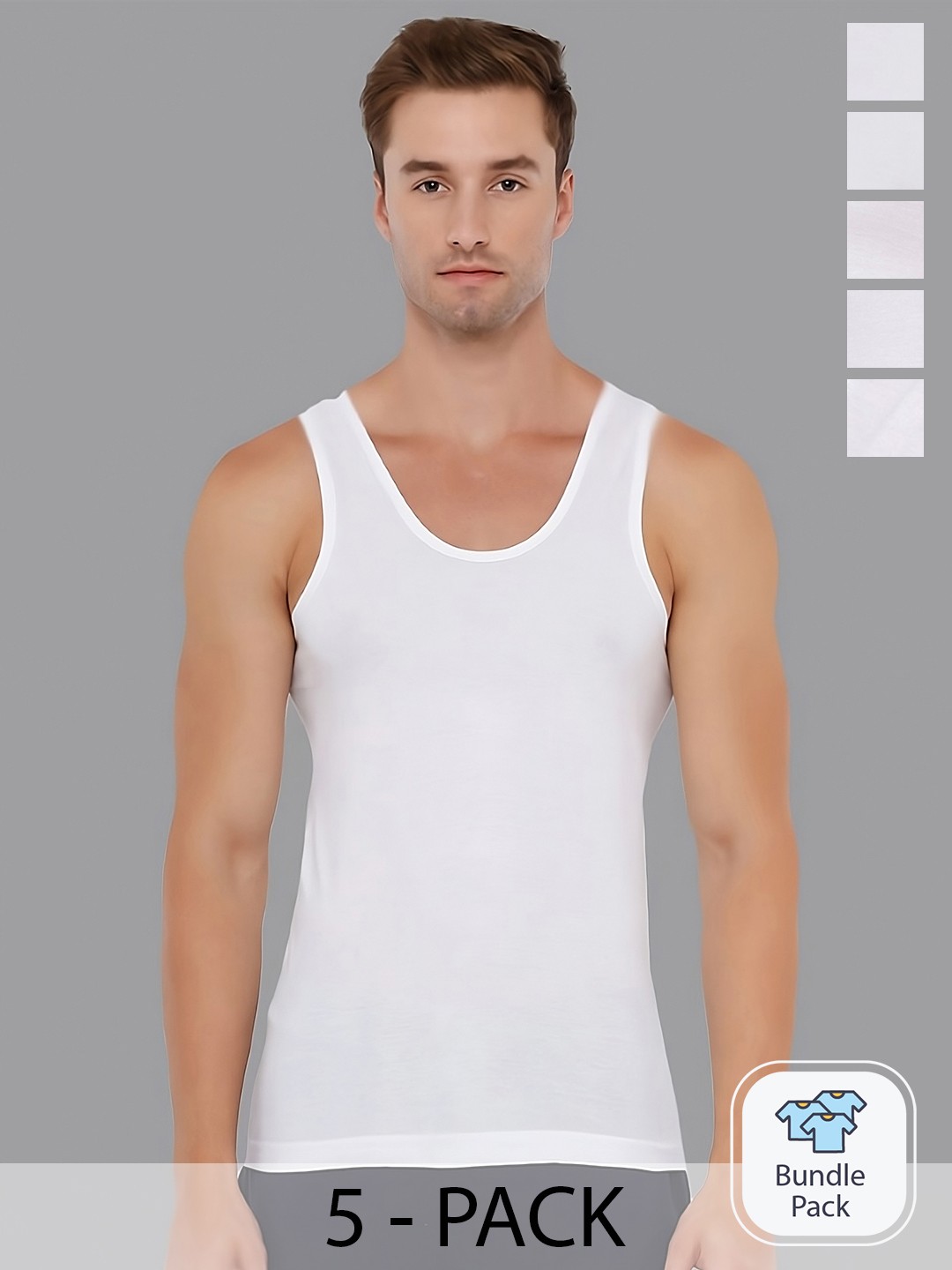 

Rupa Jon Pack Of 5 Round Neck Cotton Vests, White