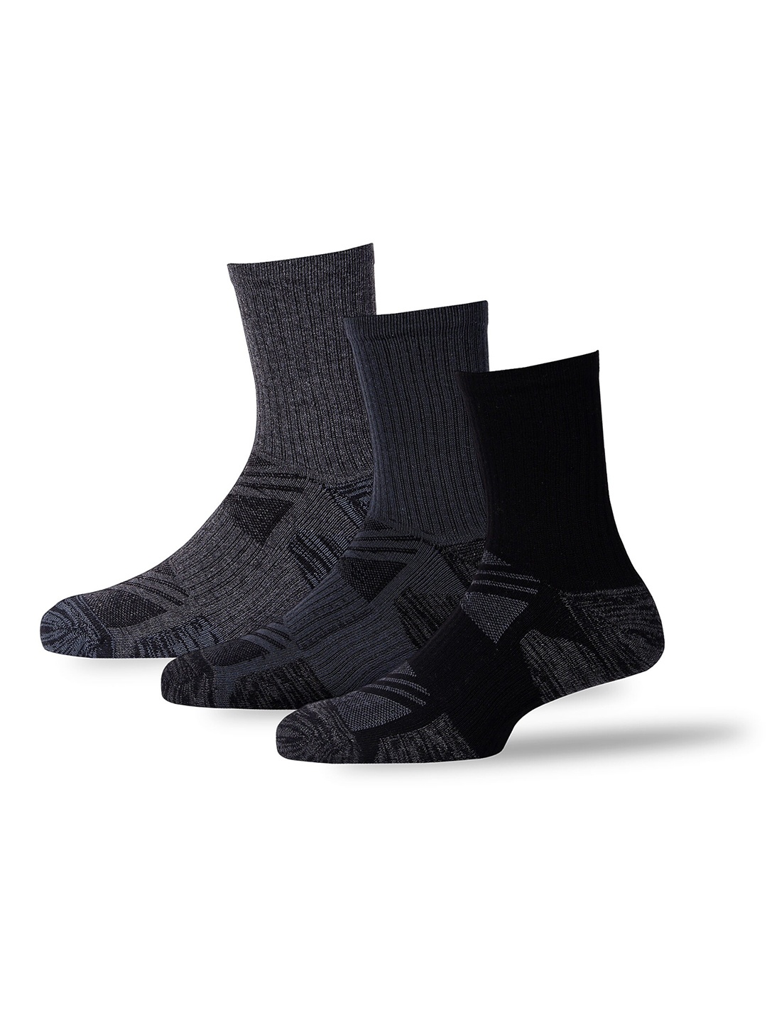 

RC. ROYAL CLASS Men Pack Of 3 Patterned Cotton Mid-Calf Length Socks, Black