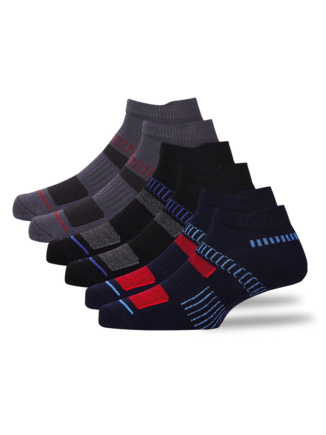 

RC. ROYAL CLASS Men Pack Of 3 Patterned Bamboo Anti Bacterial Ankle length Socks, Black