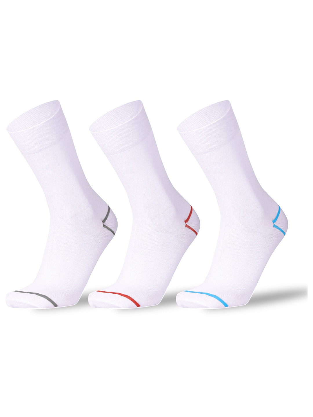 

RC. ROYAL CLASS Men Pack Of 3 Patterned Organic Cotton Calf length Socks, White