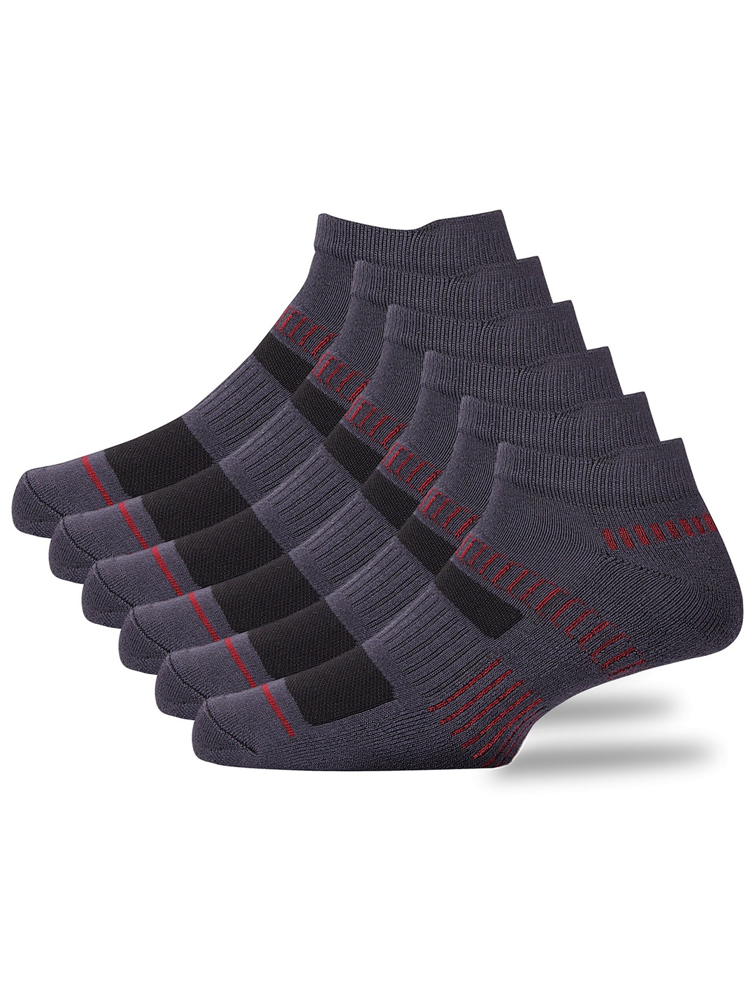 

RC. ROYAL CLASS Men Pack Of 3 Patterned Bamboo Ankle length Socks, Grey