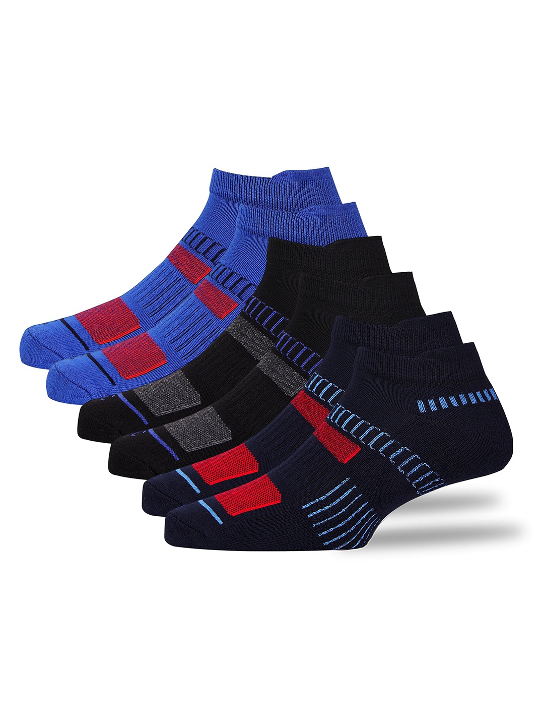 

RC. ROYAL CLASS Men Pack Of 3 Patterned Bamboo Ankle Length Socks, Blue