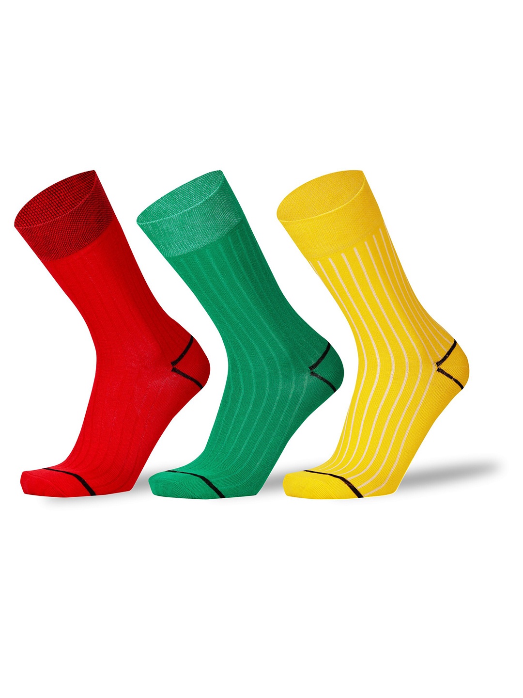 

RC. ROYAL CLASS Men Pack Of 3 Patterned Organic Cotton Calf Length Socks, Green