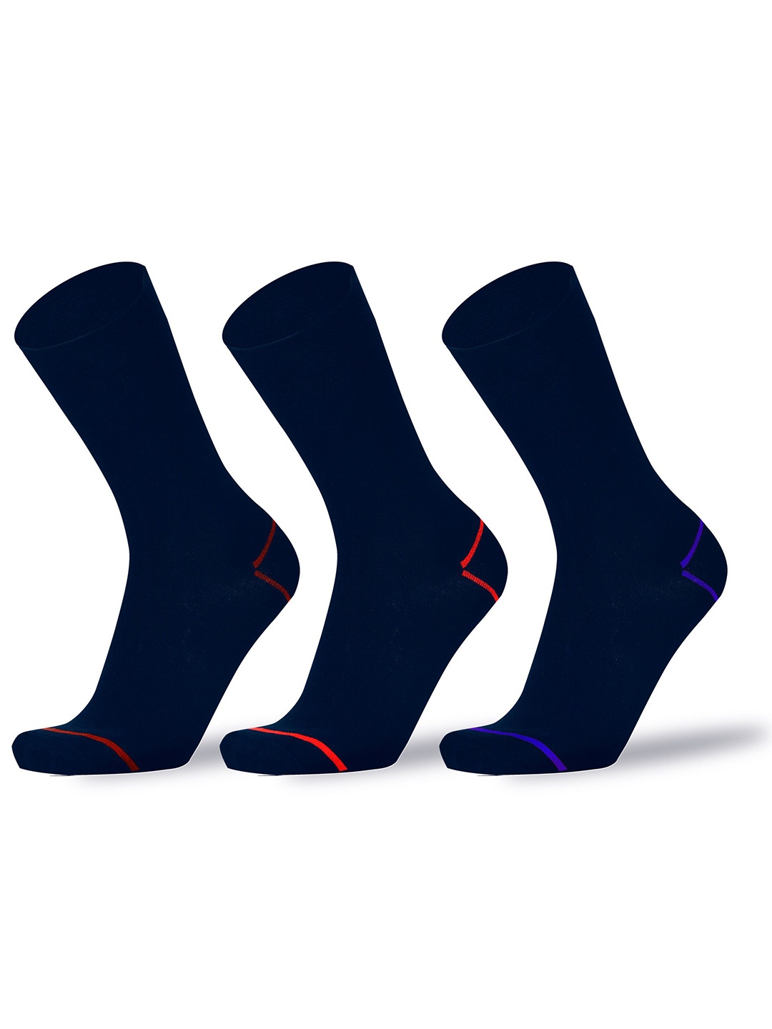 

RC. ROYAL CLASS Men Pack Of 3 Patterned Organic Cotton Calf Length Socks, Navy blue