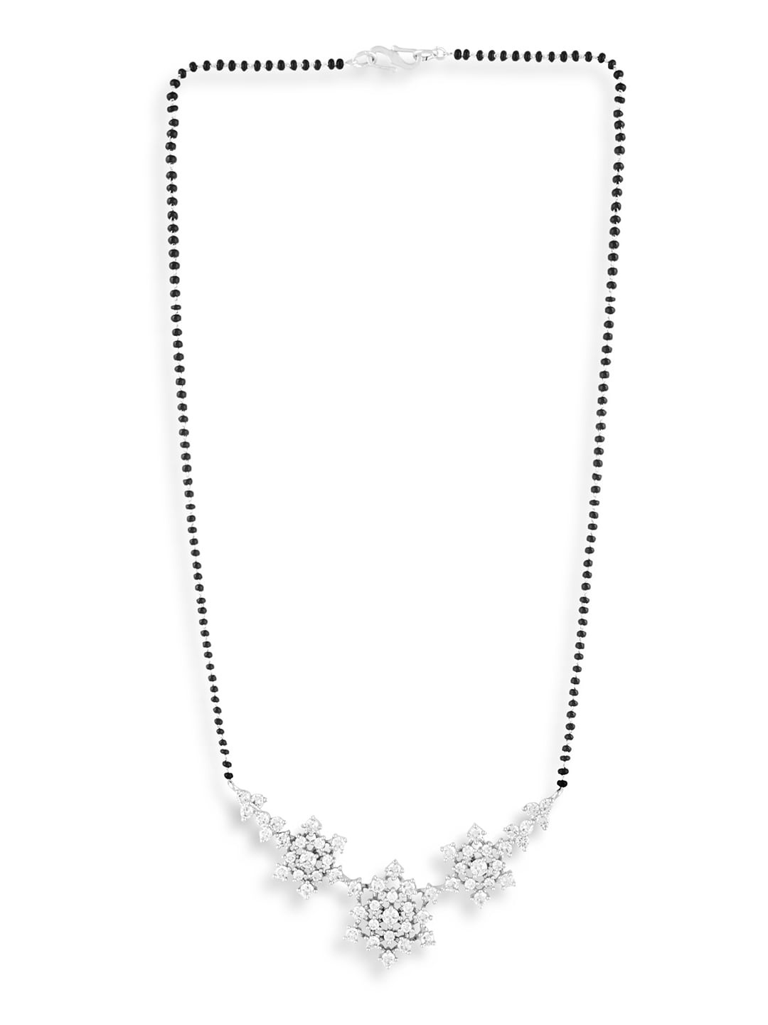 

ABDESIGNS Silver Plated AD Studded & Beaded Mangalsutra