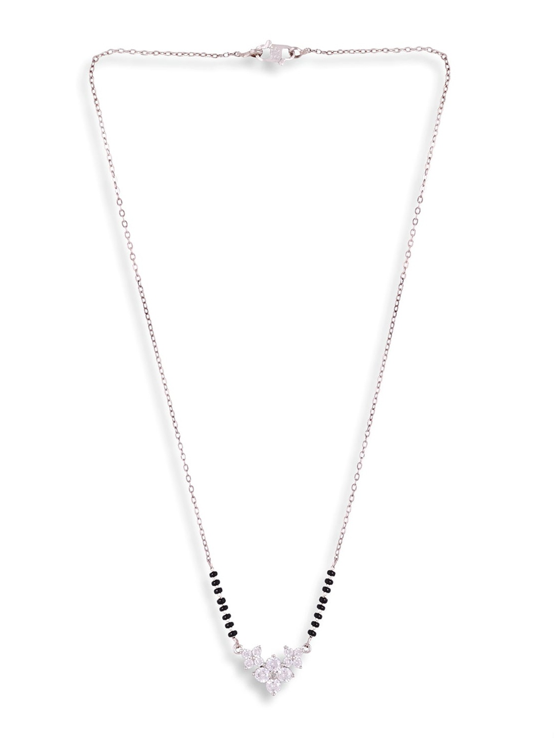 

ABDESIGNS Silver Plated AD Studded & Beaded Mangalsutra