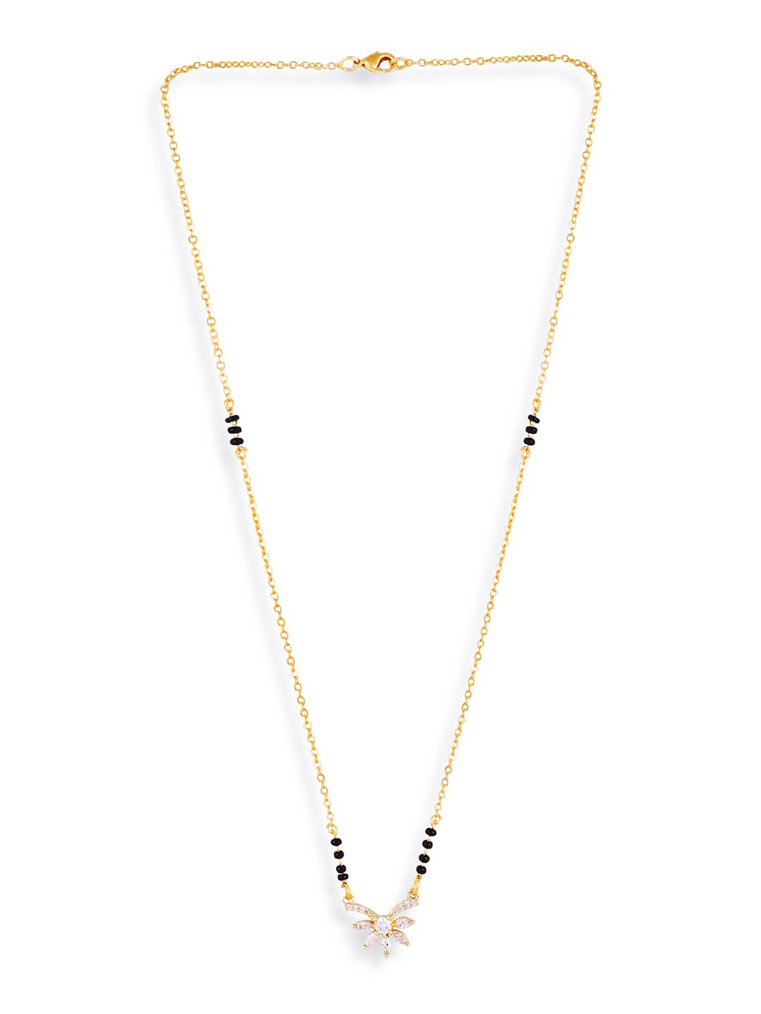 

ABDESIGNS Gold-Plated AD Stone-Studded & Beaded Mangalsutra