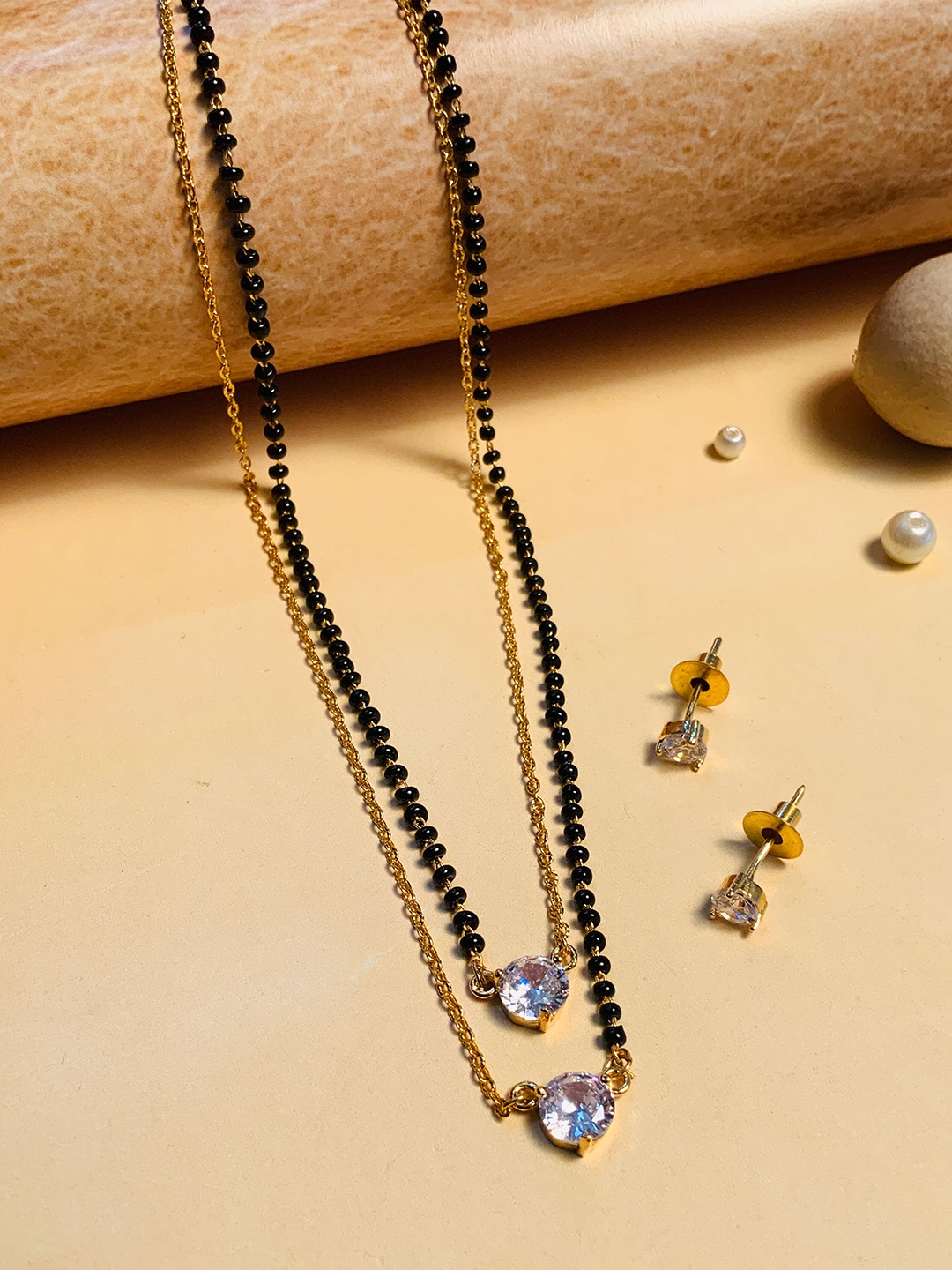 

ABDESIGNS Gold Plated AD-Studded Layered Long Mangalsutra