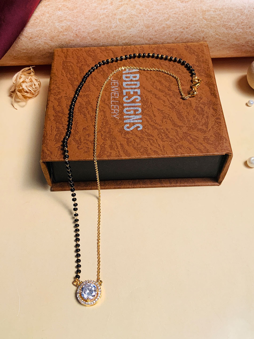 

ABDESIGNS Gold-Plated AD Stone-Studded & Beaded Mangalsutra