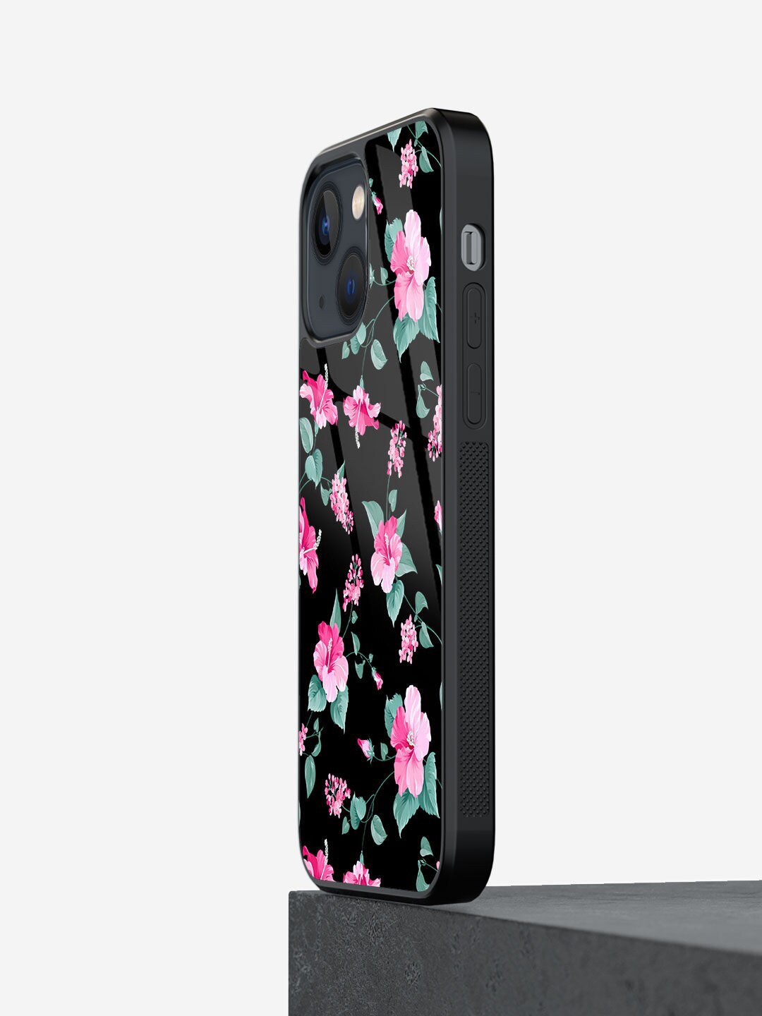 

macmerise Printed SK Hibiscus Blush Design iPhone 13 Back Case, Black