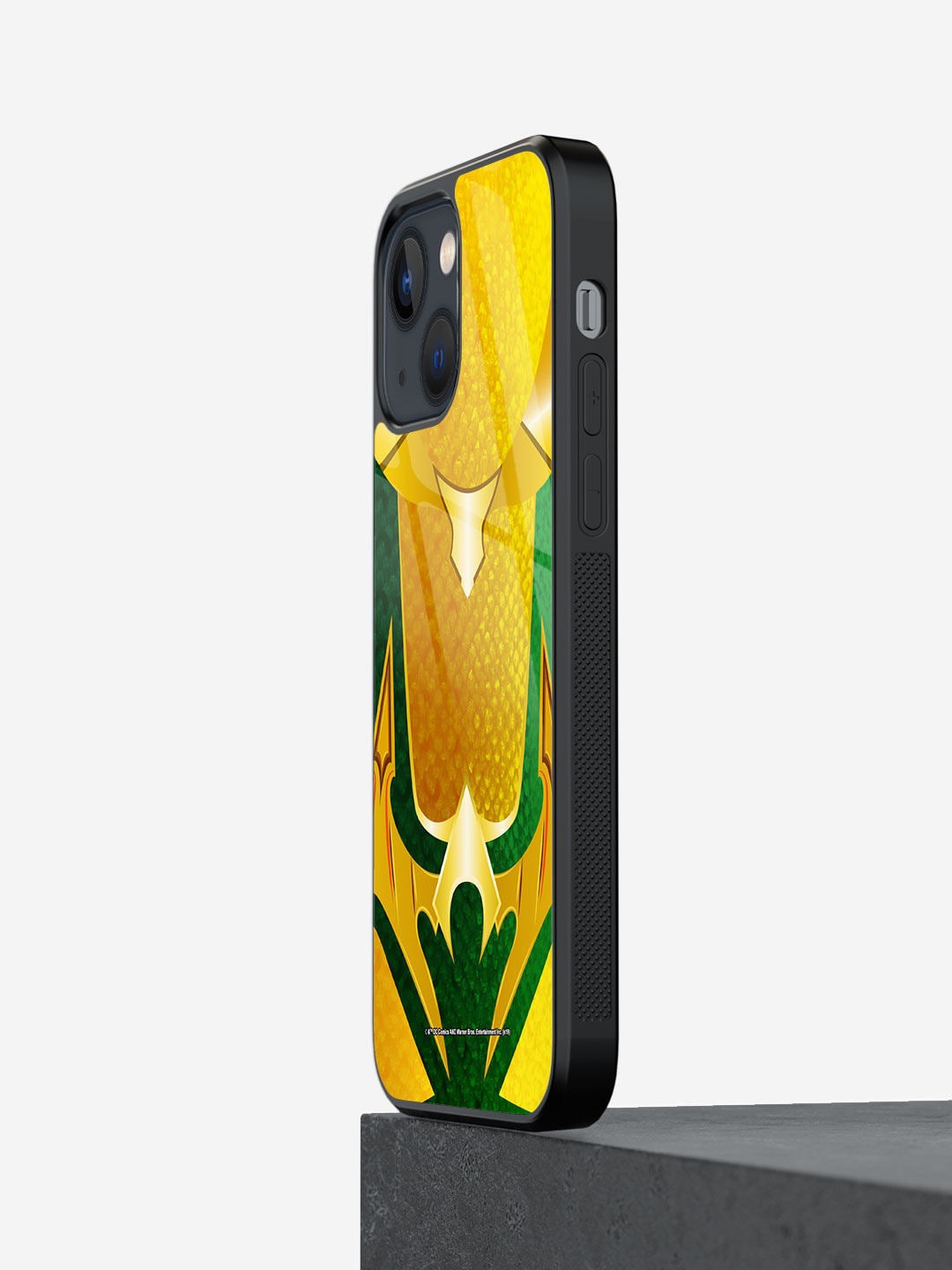 

macmerise Suit Up Aquaman Design Glass iPhone 13 Back Case, Yellow