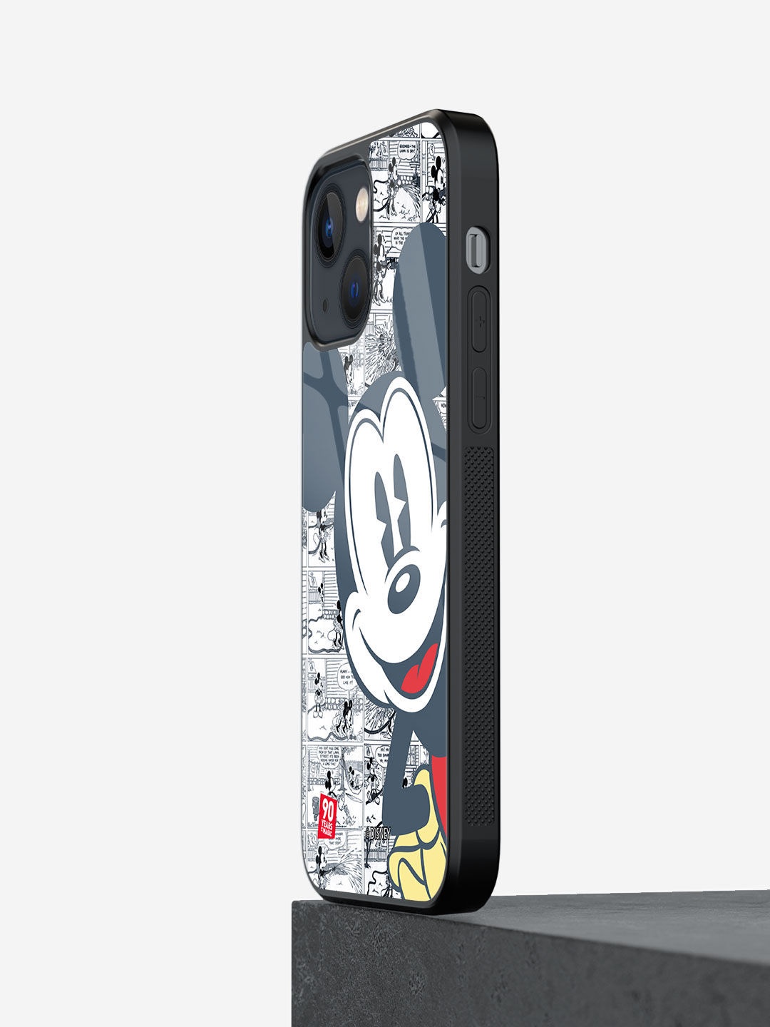 

macmerise Mickey Comicstrip Design Glass iPhone 13 Back Case, Black