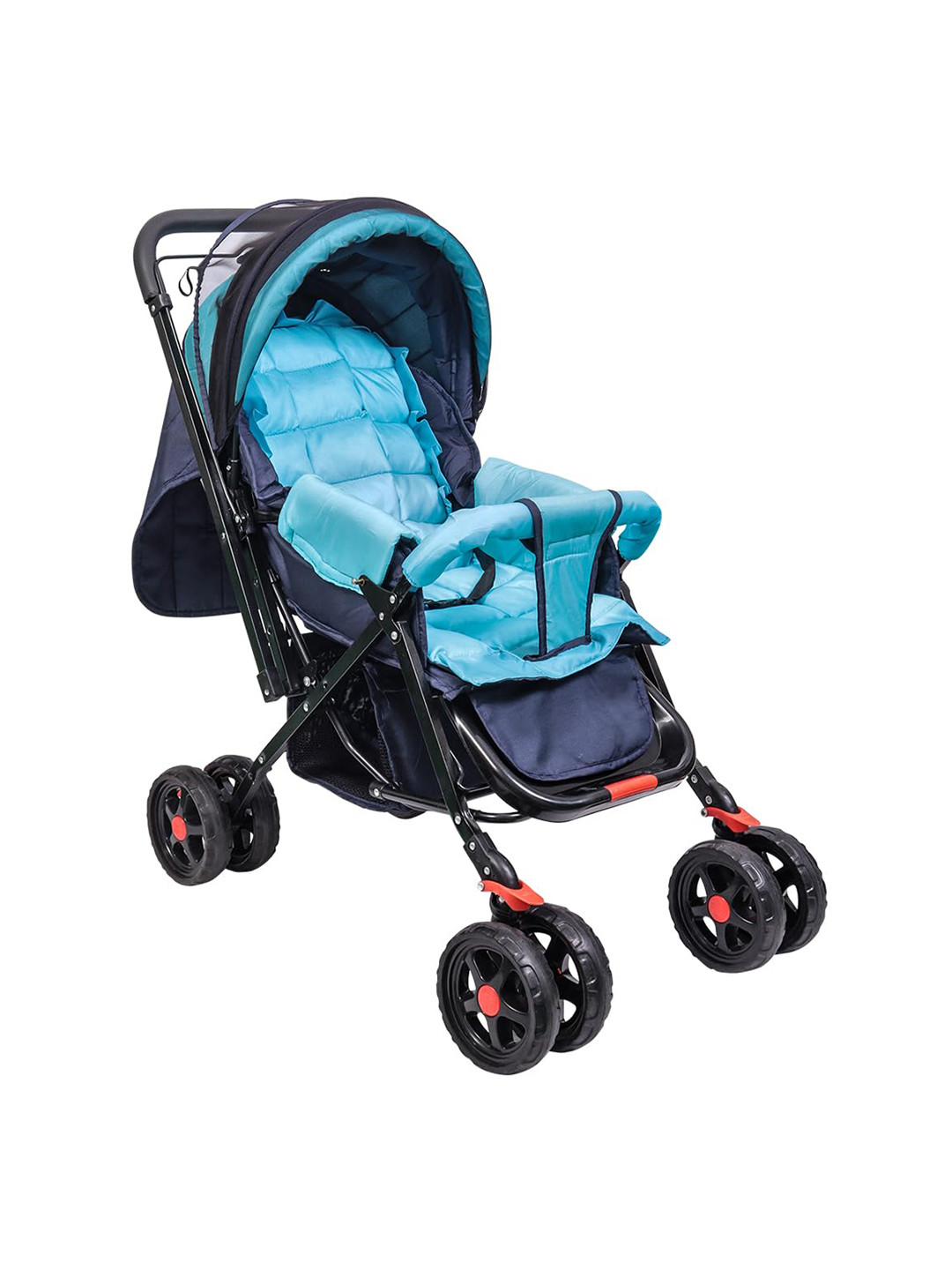 

BeyBee Kids Shock Absorption System Reversible Handle Stroller, Blue
