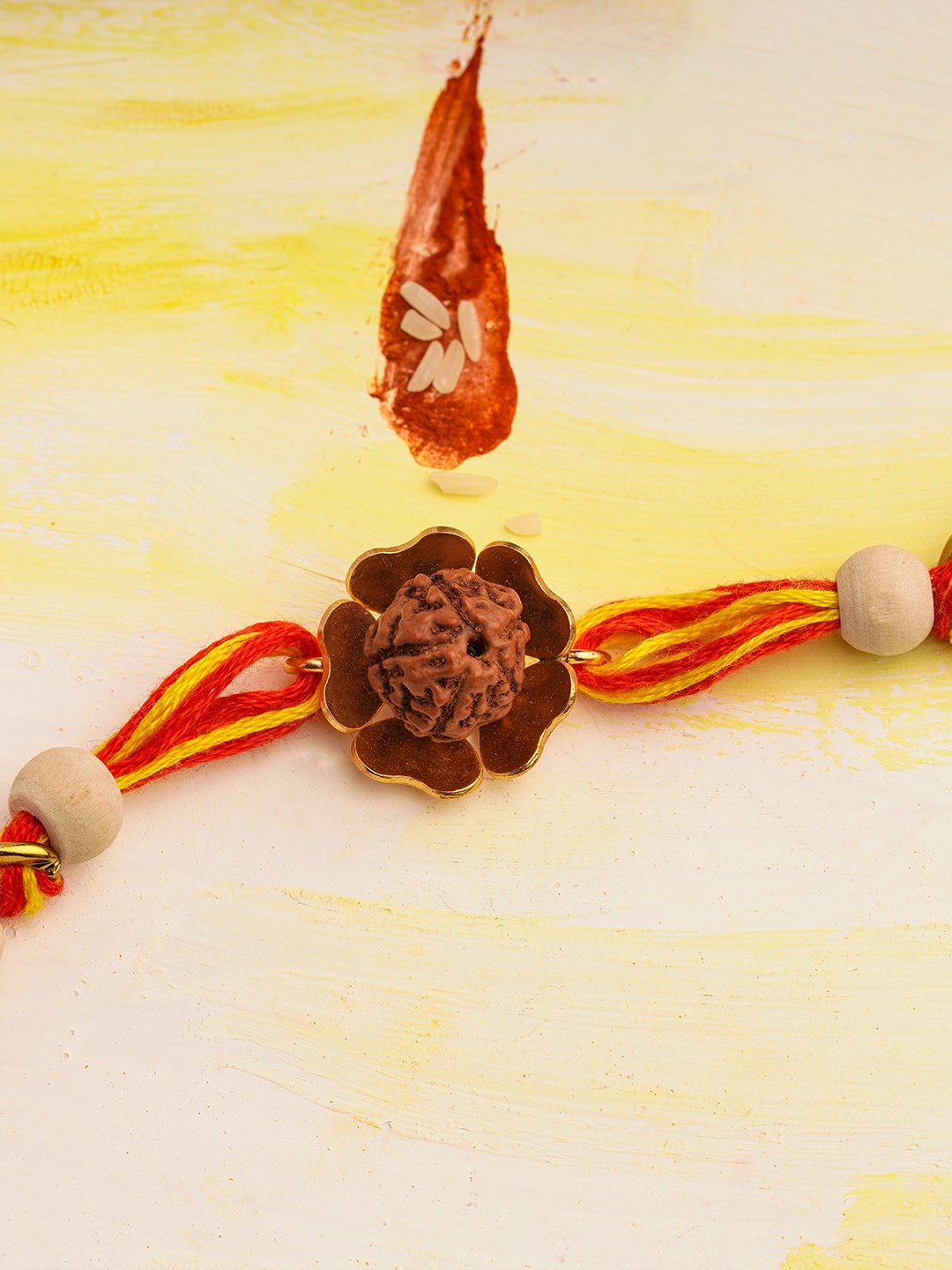 

Suhani Pittie Men 22KT Gold Plated & Rudraksh Charm Rakhi, Red