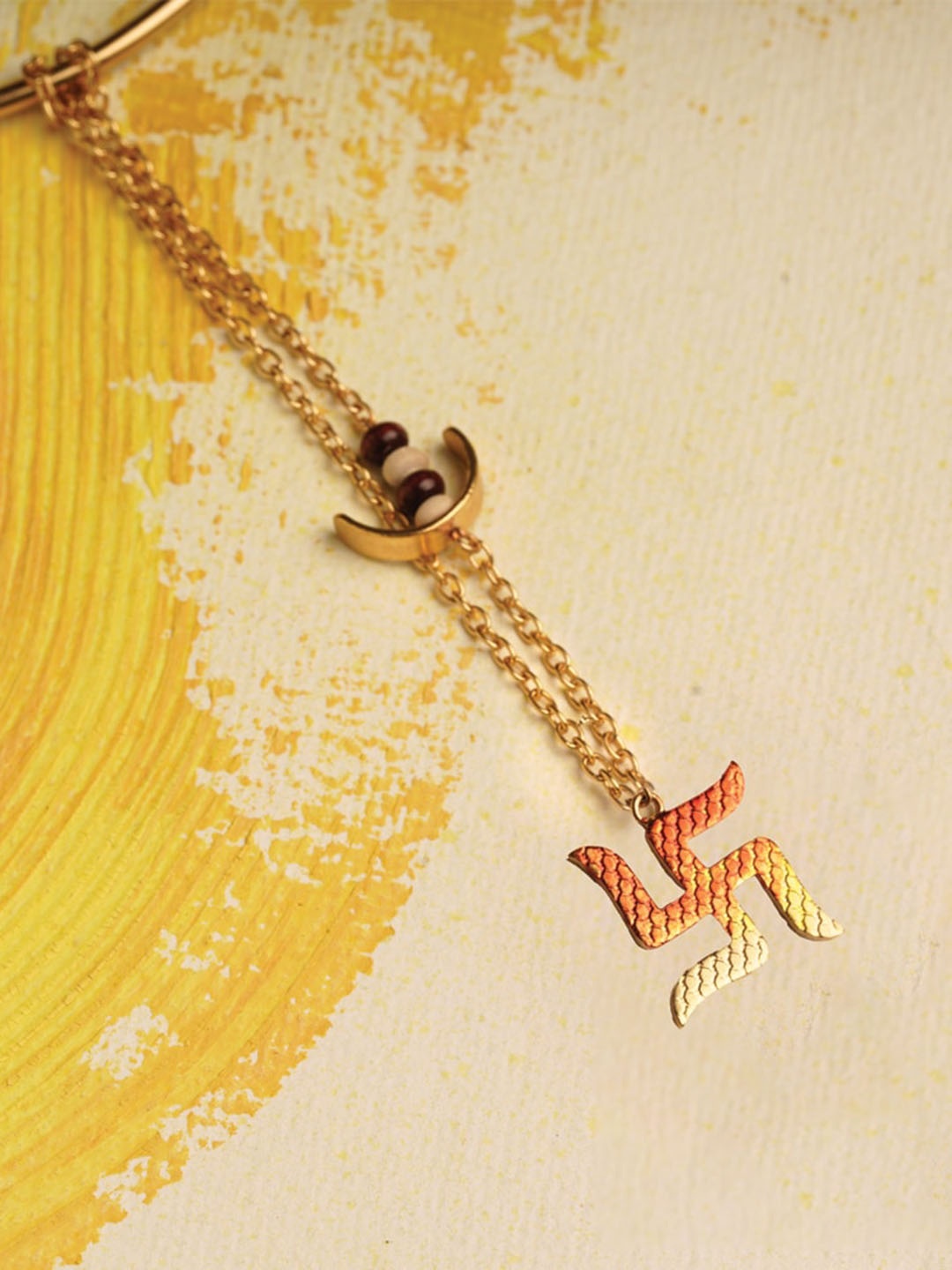 

Suhani Pittie Women 22KT Gold-Plated Tulsi & Chandan Beaded Lumba Rakhi