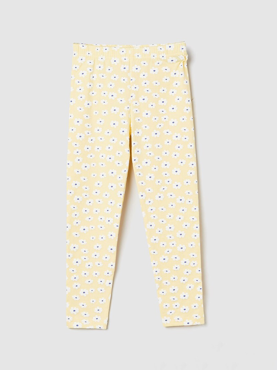 

max Girls Floral Printed Ankle Length Leggings, Yellow