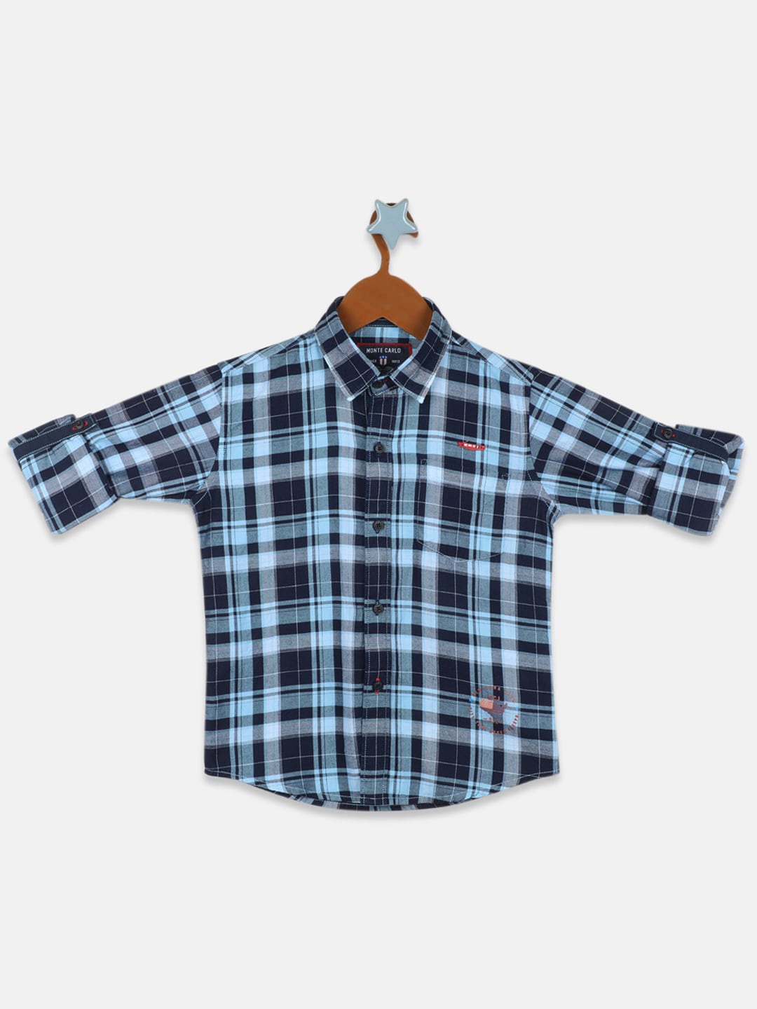 

Monte Carlo Boys Regular Fit Tartan Checks Opaque Cotton Casual Shirt, Blue