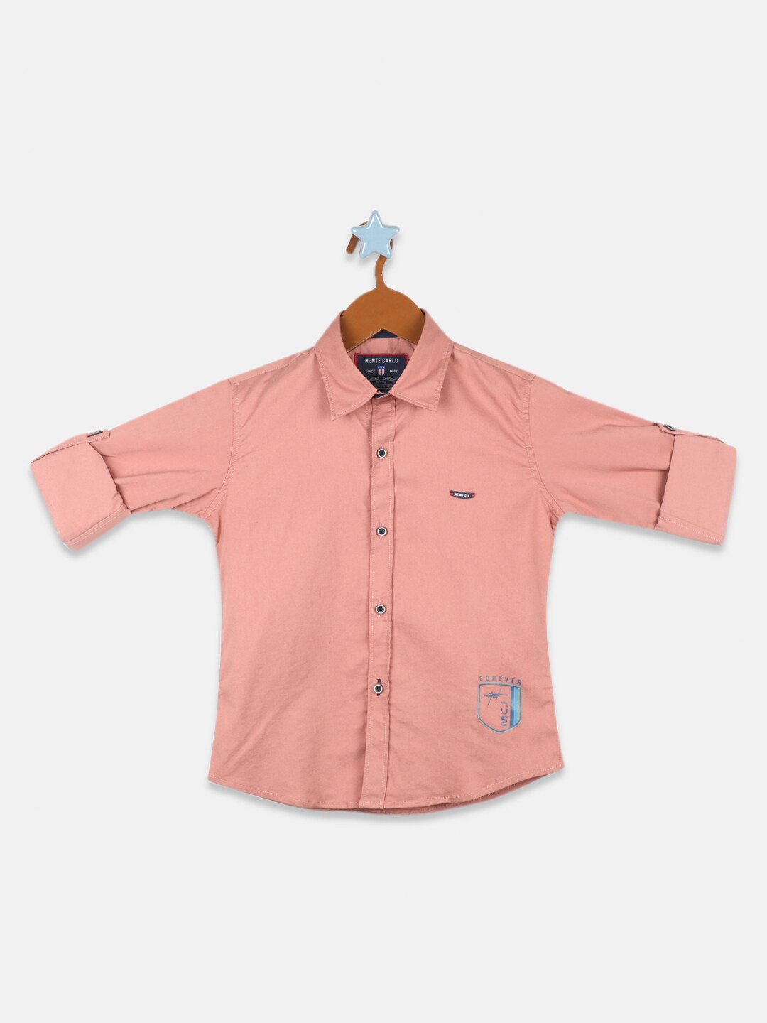 

Monte Carlo Boys Regular Fit Opaque Cotton Casual Shirt, Pink