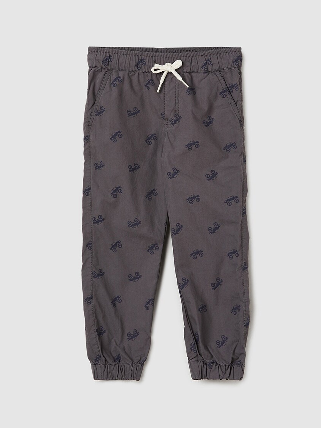 

max Boys Conversational Printed Mid-Rise Joggers, Charcoal