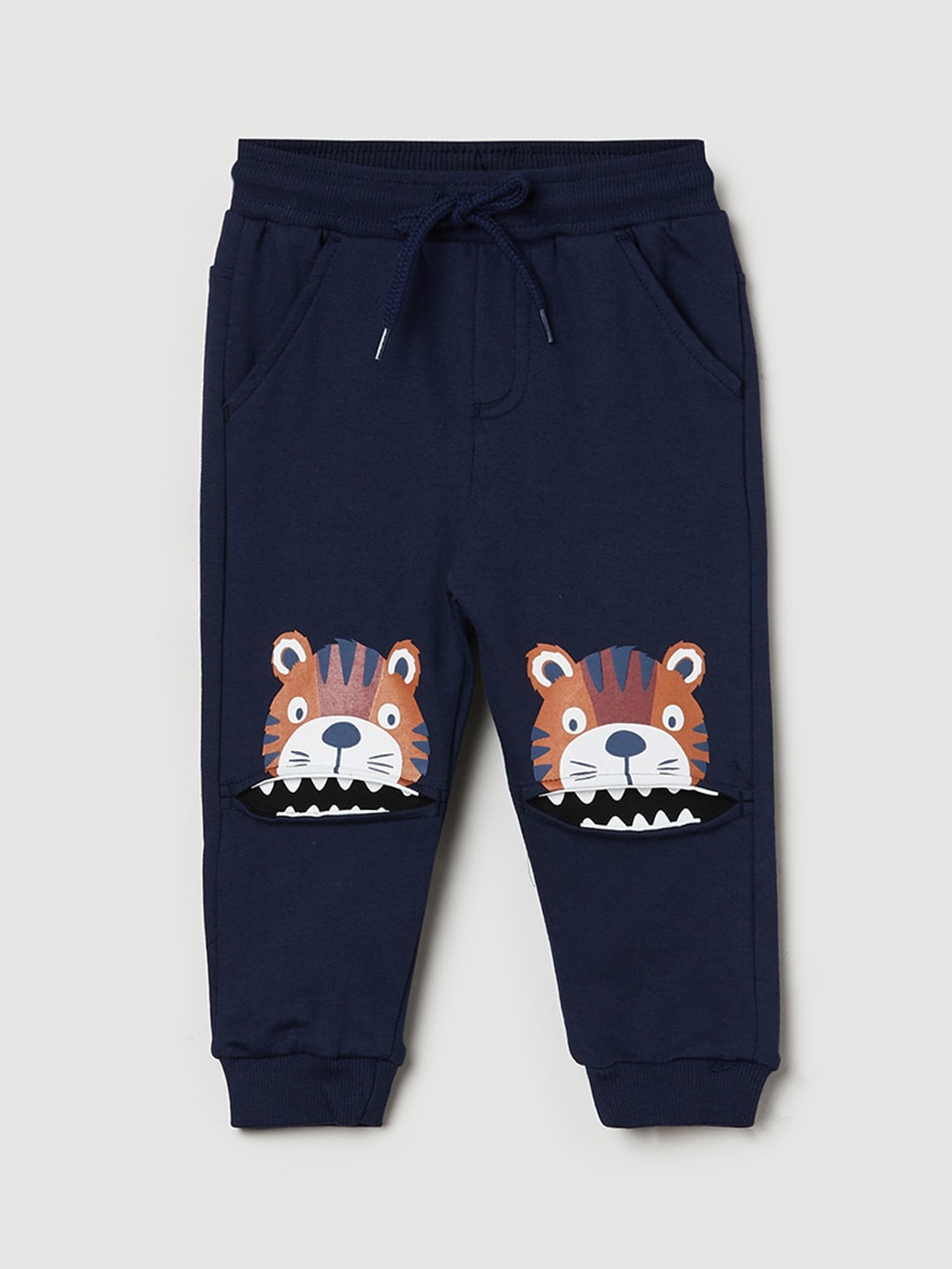 

max Infant Boys Graphic Printed Cotton Joggers, Navy blue