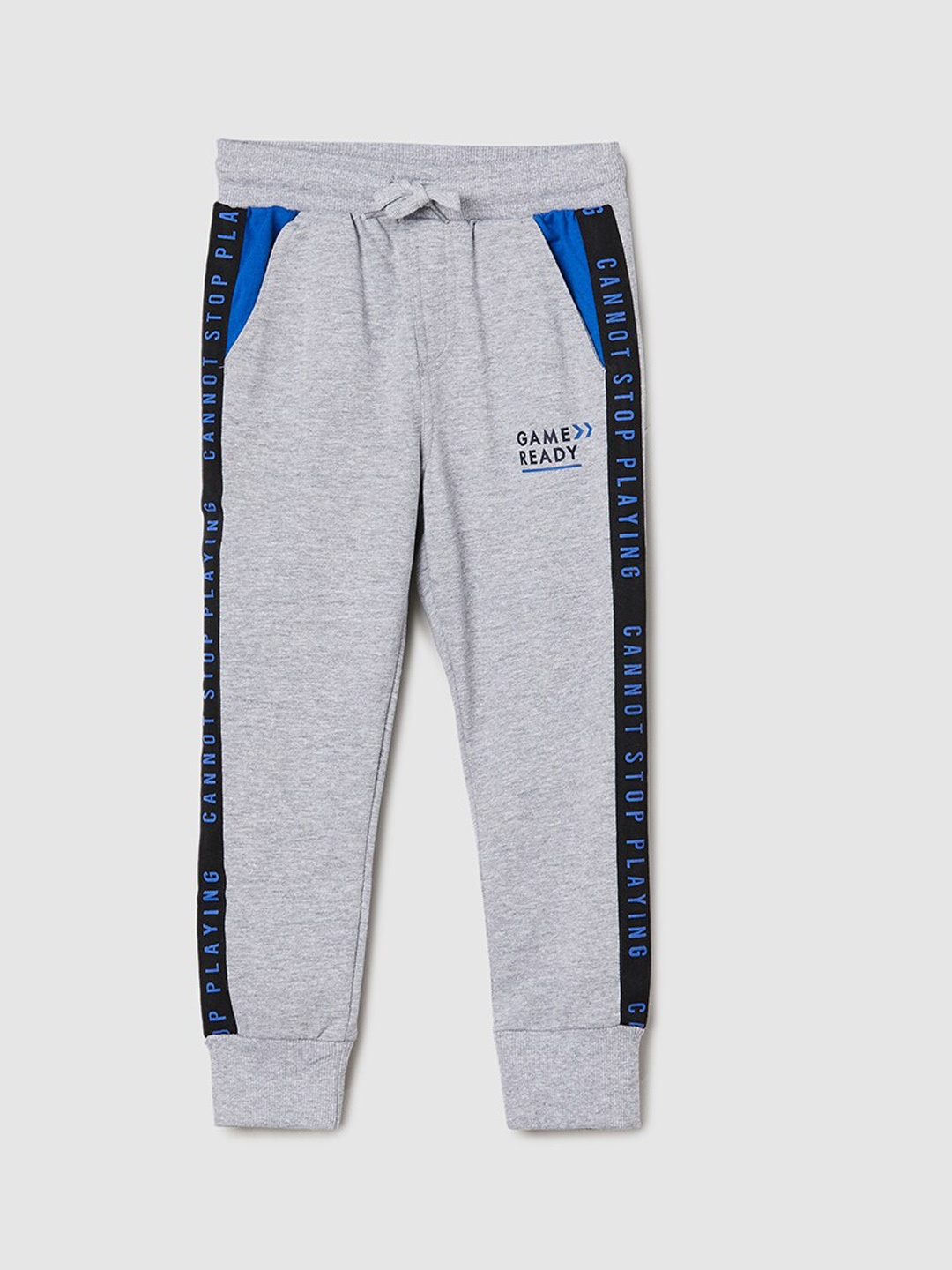 

max Boys Mid Rise Cotton Joggers, Grey