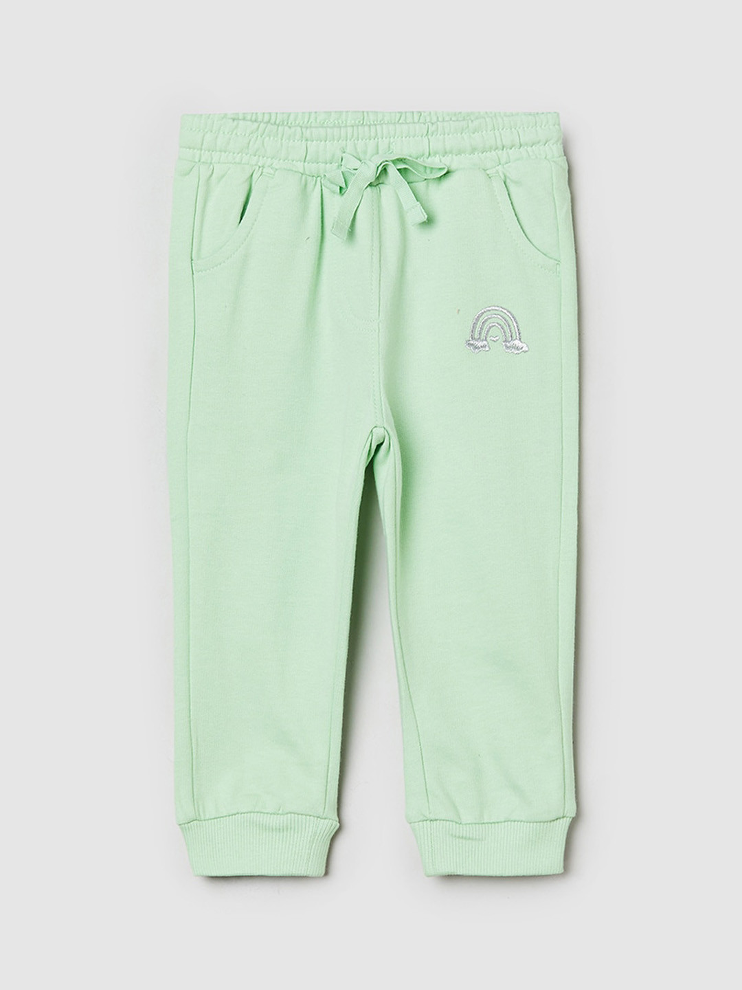 

max Infant Girls Mid-Rise Cotton Joggers, Green