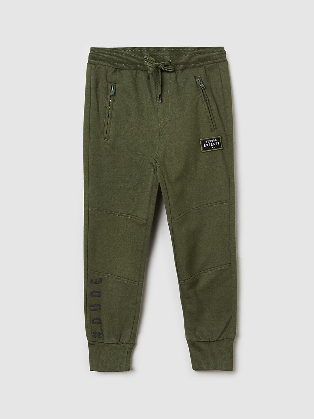 

max Boys Mid-Rise Cotton Joggers, Olive