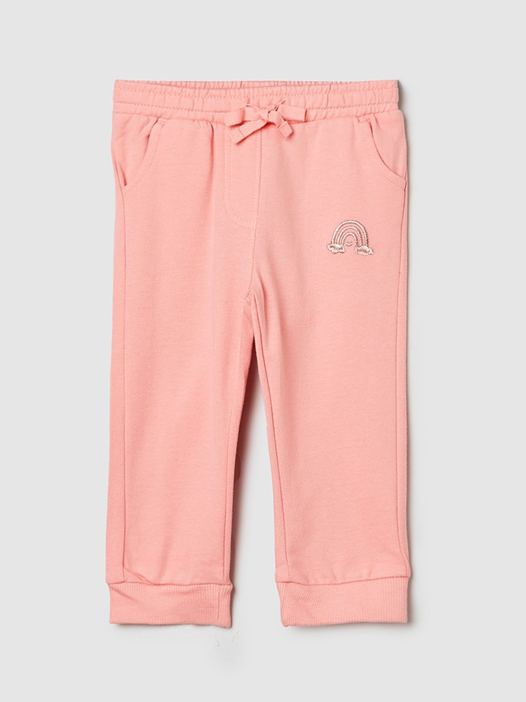

max Girls Mid-Rise Pure Cotton Joggers, Peach