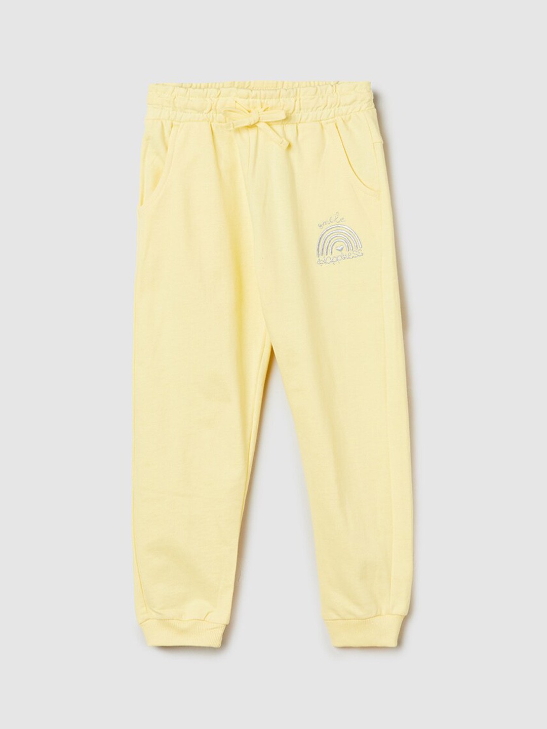 

max Girls Mid-Rise Pure Cotton Joggers, Yellow