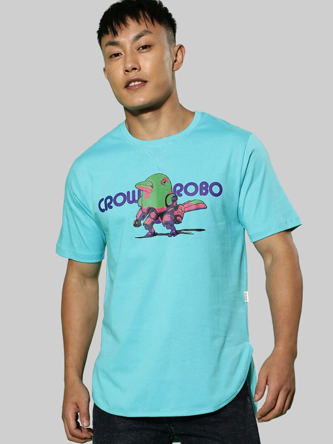 

VEIRDO Blue & Purple Graphic Printed Bio Finish Pure Cotton T-shirt