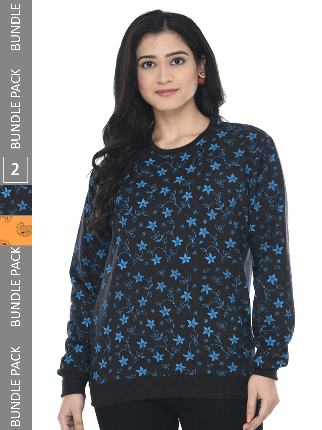 

IndiWeaves Pack Of 2 Conversational Printed Pullover Sweatshirt, Navy blue